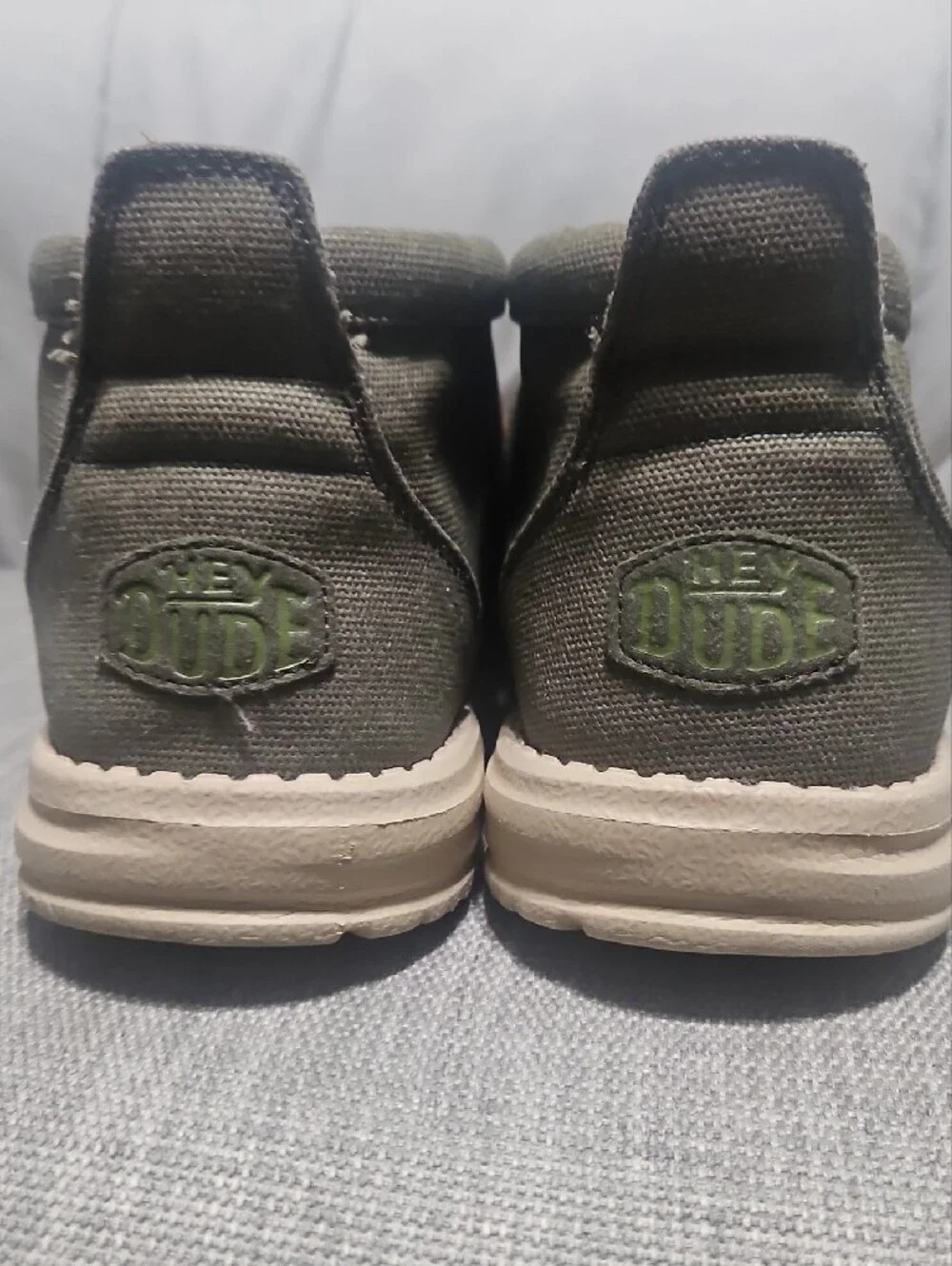 Hey Dude Wally Mid Wax Canvas Olive Green w/ Rust Laces  Mens Size 12